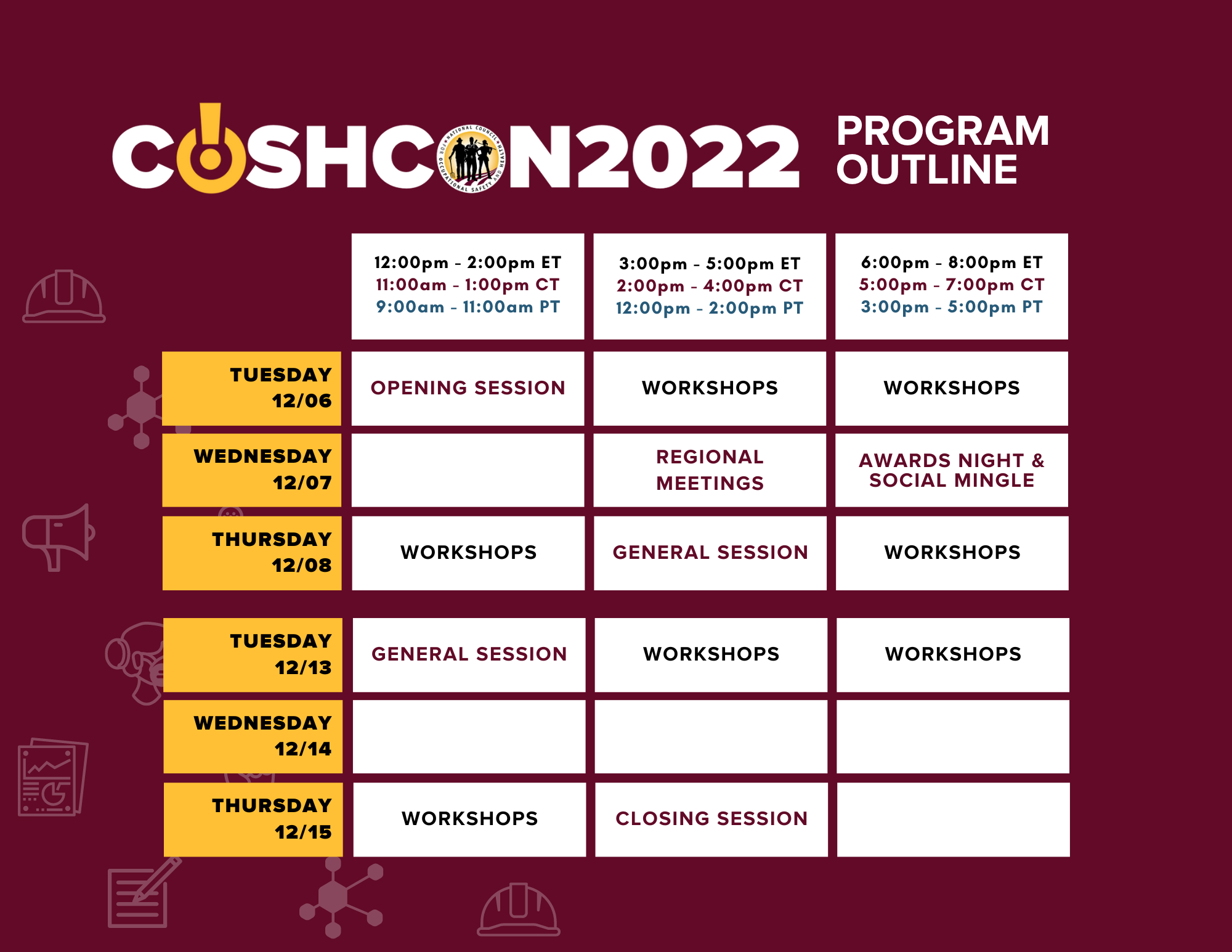COSHCON2022 Program Outline