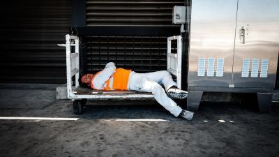 A worker at Los Angeles International Airport amid extreme heat, August 2016