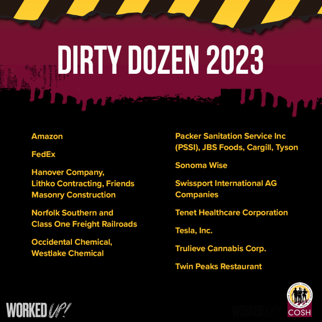 Dirty Dozen 2023 National Council for Occupational Safety and Health
